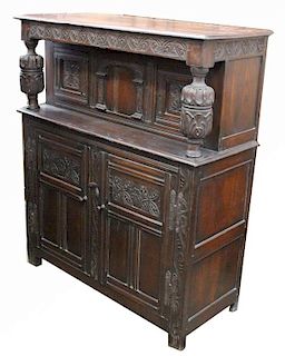 Antique Oak Jacobean Style Cupboard