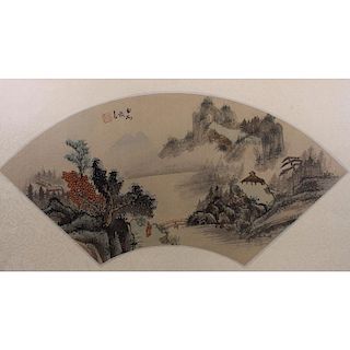 Antique Signed Chinese Landscape w/ Figure W/C