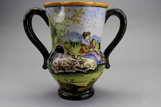 Antique Tin Glazed Italian Vase