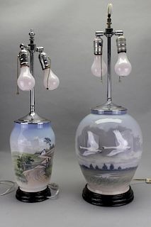 (2) Royal Copenhagen Porcelain Lamps