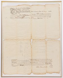JOHN MARSHALL (1755-1835) SIGNED 1773 SOUTH BRANCH MANOR, VIRGINIA (NOW WEST VIRGINIA) LAND INDENTURE DOCUMENT
