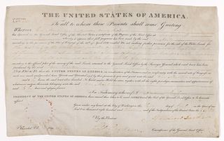 U. S. PRESIDENT ANDREW JACKSON (1767-1845) SIGNED 1829 MONTGOMERY CO., INDIANA LAND GRANT DOCUMENT