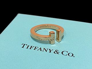 TIFFANY & CO SQUARE 18K ROSE GOLD RING SIZE 5.25