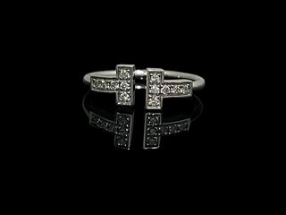 Tiffany & Co. 18K White Gold Diamonds Ring Size 6