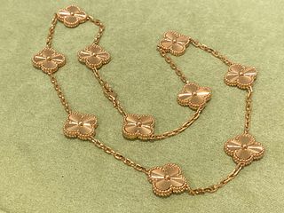 Van Cleef and Arpels Vintage Alhambra necklace, 10 motifs. 18k rose gold