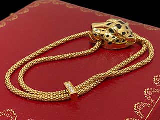 PANTERE DE CARTIER 18K Yellow Gold Diamond Tsavorite Garnet Onyx Bracelet