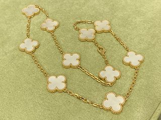 Van Cleef & Arpels Vintage Alhambra necklace, 10 motifs, 18K yellow gold, Mother-of-pearl