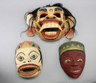 (3) Ethnographic Carved Masks