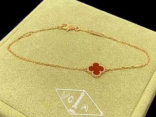 Van Cleef & Arpels Sweet Alhambra bracelet, 18k rose gold, Carnelian.