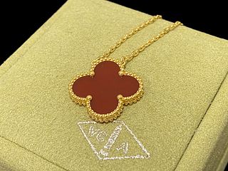 Van Cleef & Arpels Magic Alhambra necklace, 1 motif, 18K yellow gold, Carnelian