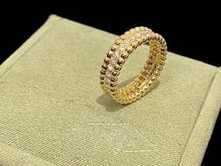 Van Cleef & Arpels 18K Yellow Gold & Diamond Band Ring  Size: 51