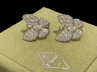 Van Cleef & Arpels Alhambra Two Butterfly earrings 18K white gold, Diamond