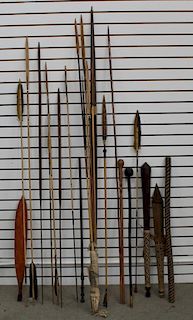 Large Collection of Tribal Spears, Clubs & Arrows