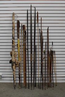 Large Collection of Tribal Spears, Arrows & Bows