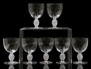 (7) LALIQUE 'LANGEAIS' GLASS WATER GOBLETS