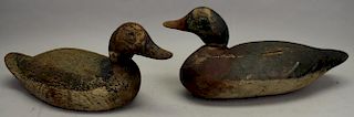 (2) Carved/Painted Duck Decoys. Swiveled Necks