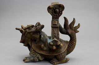 Antique Chinese Bronze Dragon/Turtle Hook
