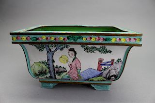 Chinese Enameled Footed Planter