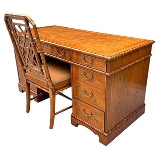 Chinoiserie Style Desk & Chair by Drexel Heritage, USA 1960's