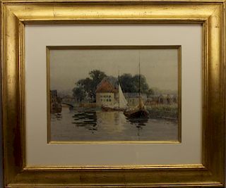 Framed Frank Thompson Print of Dutch Harbor Scene