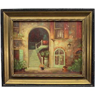 Signed Early 20th C. Courtyard Scene
