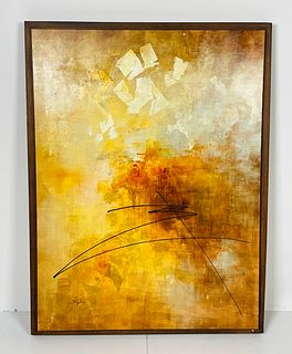 Abstract Modern Oil on Canvas Painting, Signed