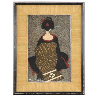 Figural Woodblock by Kiyoshi Saito, Maiko III, Circa 1960