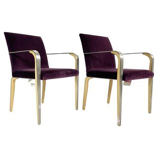 Pair of Armchairs with Metal & Wood Frames by Bernhardt