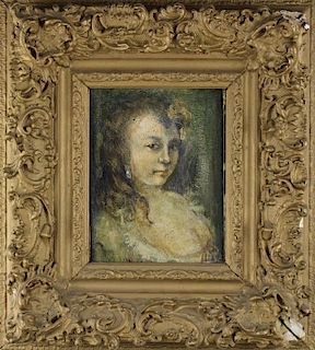 Early 20th C Portrait of A Young Girl, Monogrammed