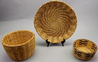 (3) Indian Hand Woven Baskets