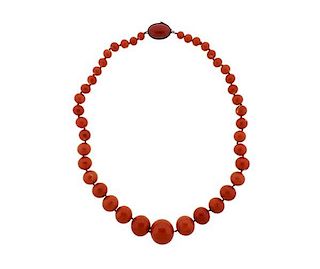 10K Gold Coral Bead Necklace