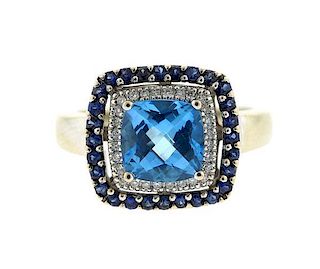 Le Vian 14K Gold Blue Topaz Diamond Sapphire Ring