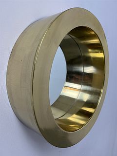 Large Round Porthole Wall Mirror in Polished Brass by Curtis Jere, USA 1970's