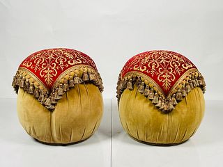 Middle Eastern Style Poufs With Tassels, USA 1970s