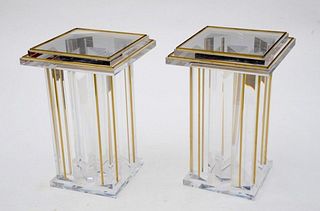 Vintage Brass & Lucite Dining Table Pedestals