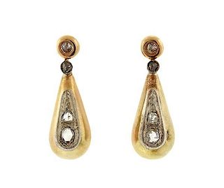 Antique 14K Gold Diamond Drop Earrings
