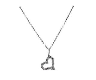 Tiffany &amp; Co Platinum Diamond Open Heart  Pendant Necklace