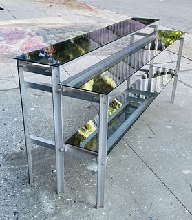 Custom Made Aluminum Console Table With Three Tiers