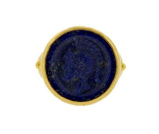 Ara 24k Gold Lapis Intaglio Ring