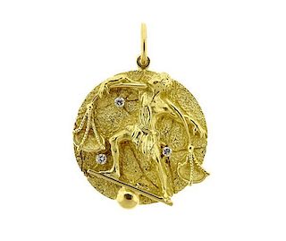 Tiffany &amp; Co 18k Gold Diamond Libra Zodiac Pendant