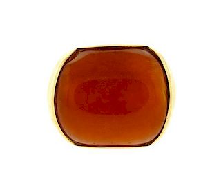 18K Gold Amber Wide Ring