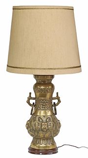 PEPE MENDOZA (ATTRIB) CHINOISERIE BRONZE TABLE LAMP