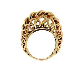 Vintage  14k Gold Woven Dome Ring