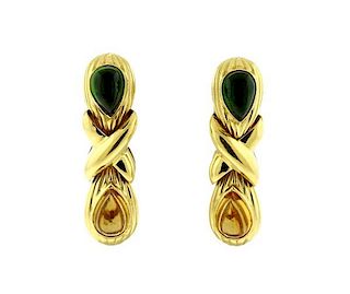18k Gold Tourmaline Citrine Earrings