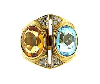 14k Gold Gemstone Diamond Ring