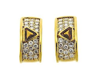 Shaw 18K Gold Diamond Fancy Diamond Hoop Earrings