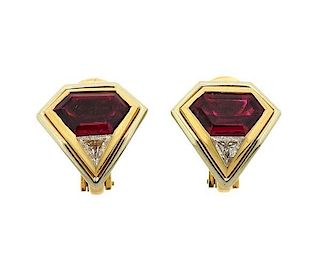 EGL 18k Gold 5.40ctw Tourmaline Diamond Earrings