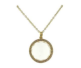 Ippolita Lollipop 18k Gold Diamond Crystal Pendant Necklace