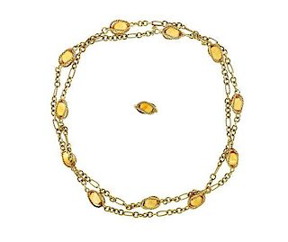 David Yurman 18k Gold Citrine Long Necklace