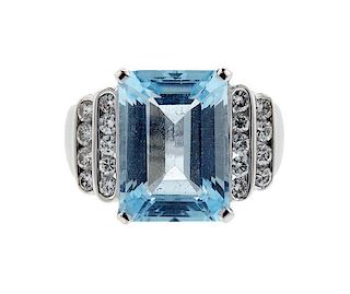 18K Gold Diamond Blue Gemstones Ring